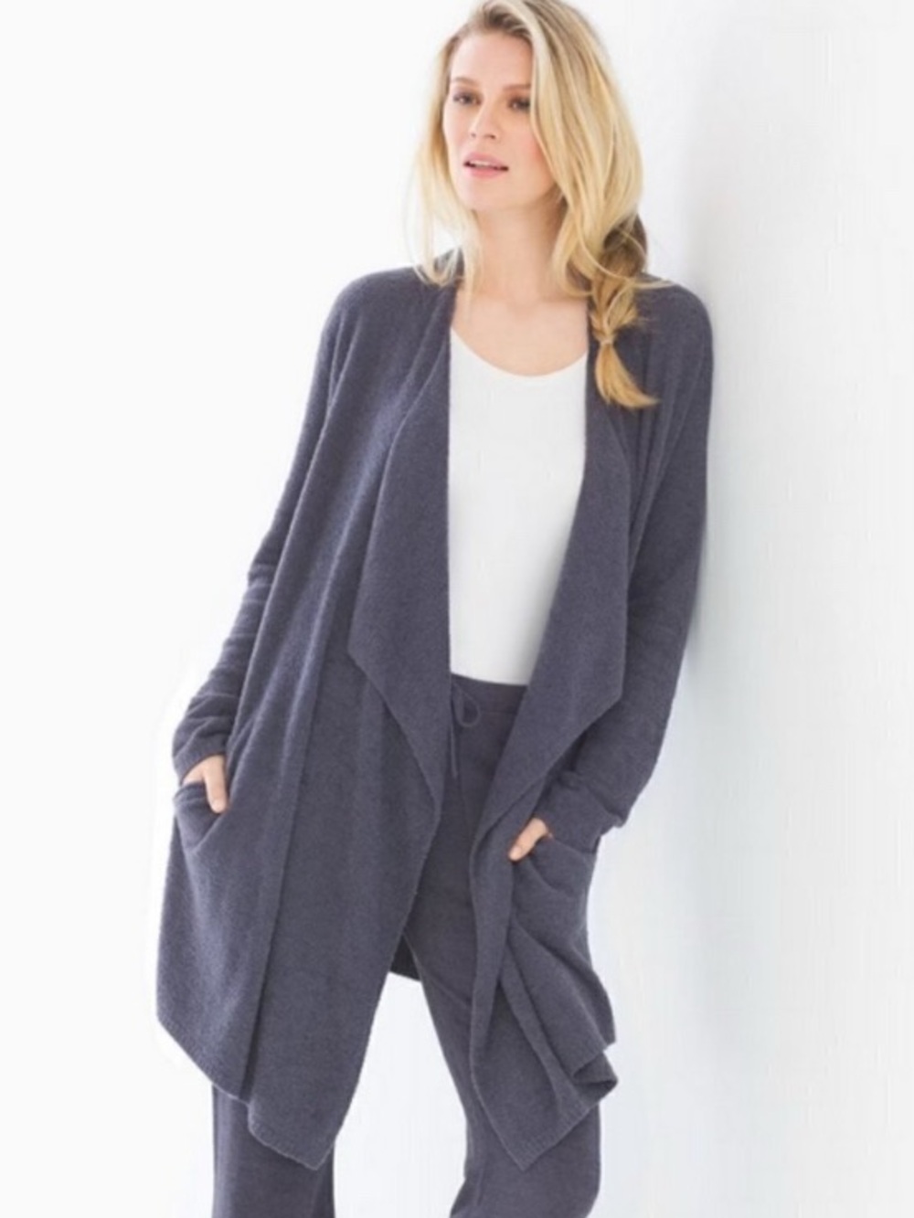 NWT Barefoot Dreams CozyChic Lite Island Wrap Open-Front Soft Cardigan, Gray, 3X - Picture 2 of 9